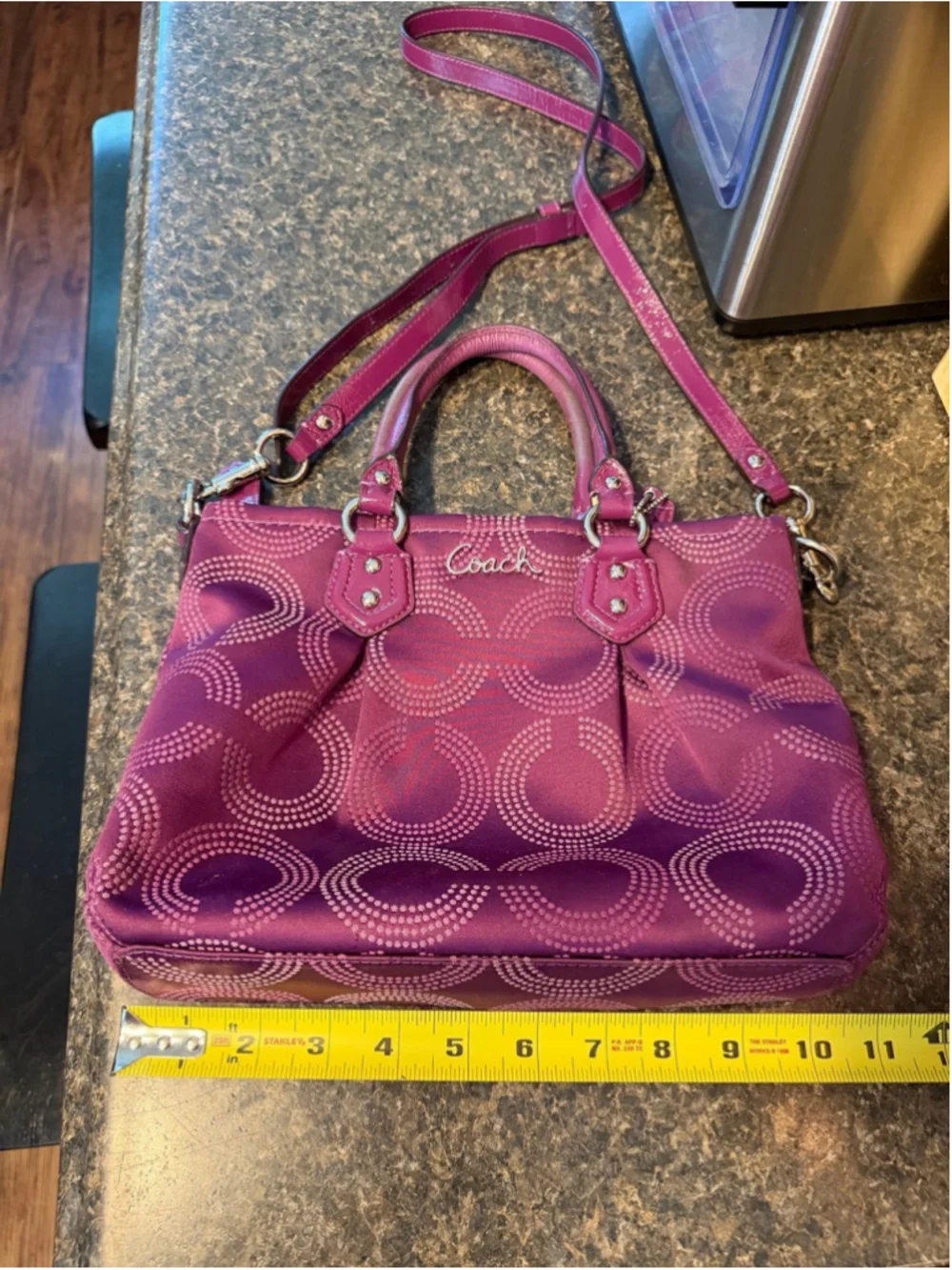 Coach Ashley Purple Dotted Op Art Satchel
